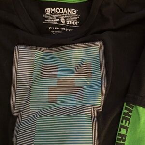 Kids Long Sleeve Minecraft Tee - Black and Green